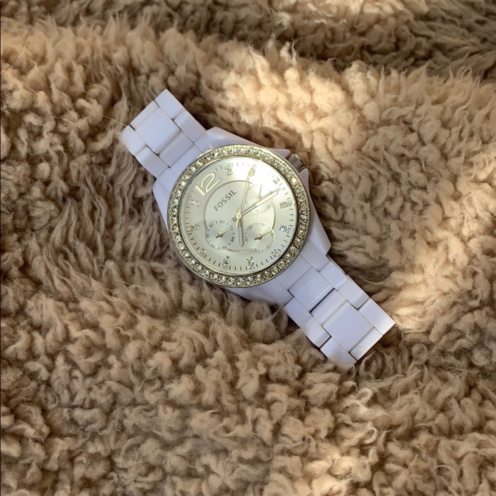 White Resin Stella Fossil Watch